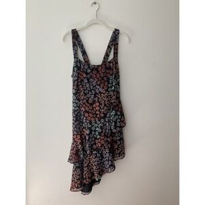NWT Lovers + Friends Chiara Midi Dress S Asymmetrical Hem Ruffles Floral Cottage
